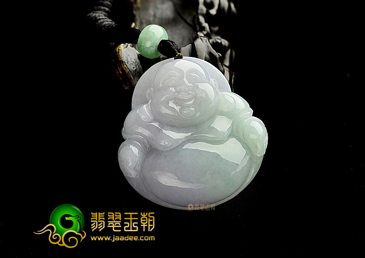 糯冰种淡春带彩玉佛挂件