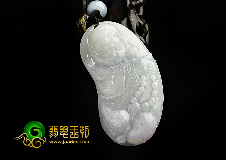 糯冰种淡紫罗兰玉佛挂件