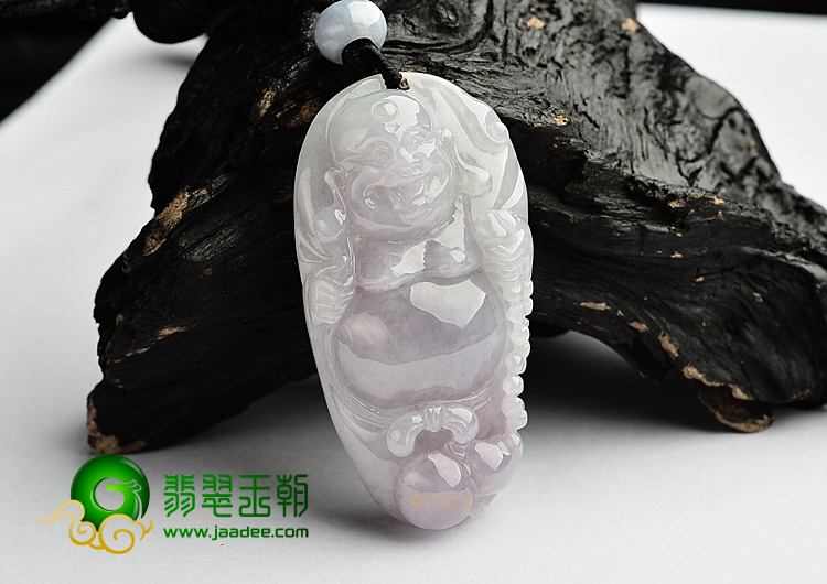 糯冰种紫罗兰玉佛挂件