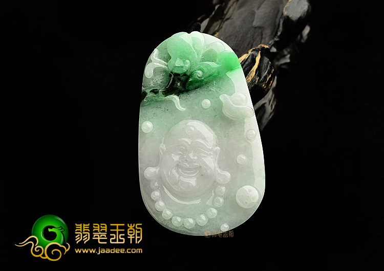 糯冰种淡三彩玉佛挂件