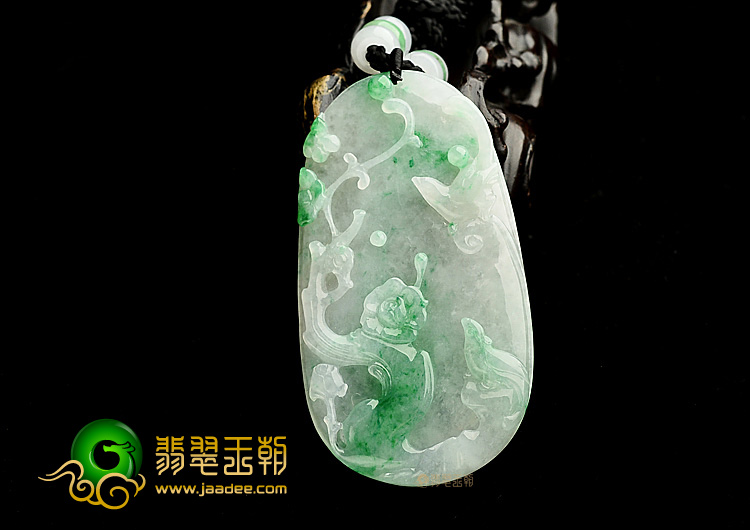 冰种飘翠鸟语花香挂件