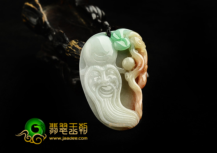 糯冰种三彩寿星挂件