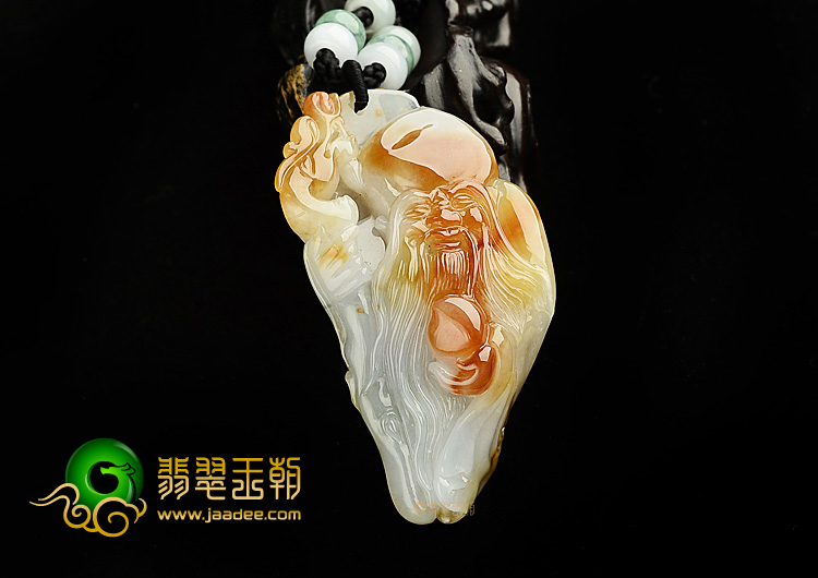 糯冰种红黄翡寿星挂件