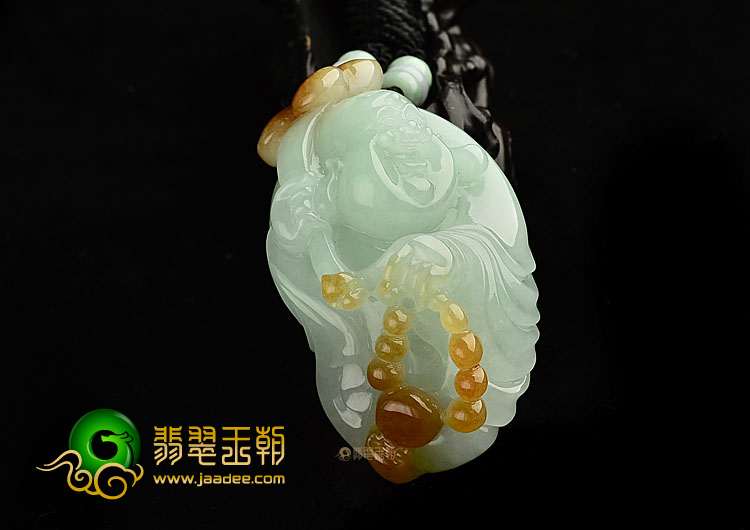 糯冰种晴水褐黄翡玉佛挂件