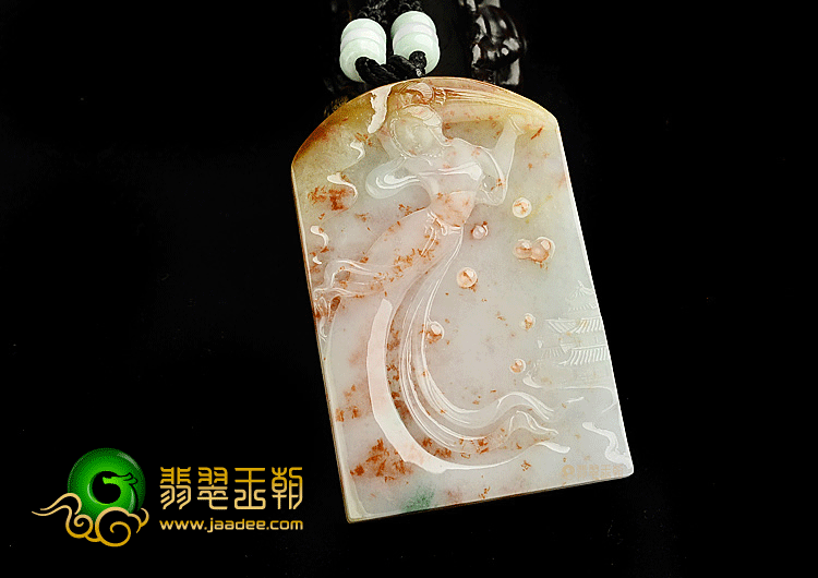 糯冰种飘花女蜗补天挂件