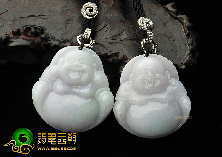 (超值推荐)糯冰种淡紫罗兰玉佛挂件(一对)
