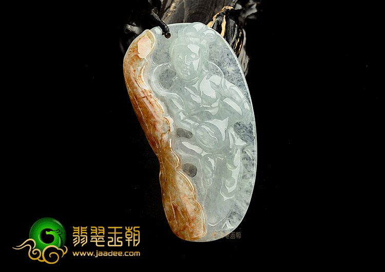 冰种晴水红黄翡仕女挂件
