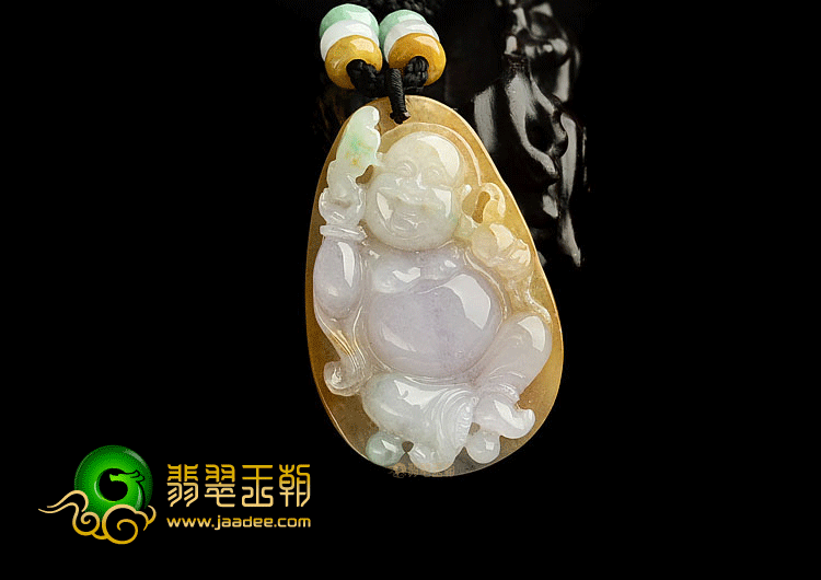 糯冰种三彩玉佛挂件