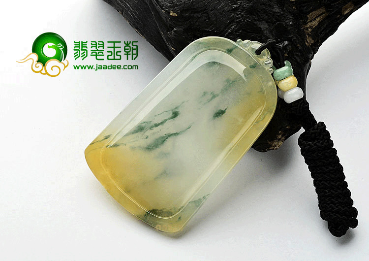 冰种黄翡飘花站观音挂件