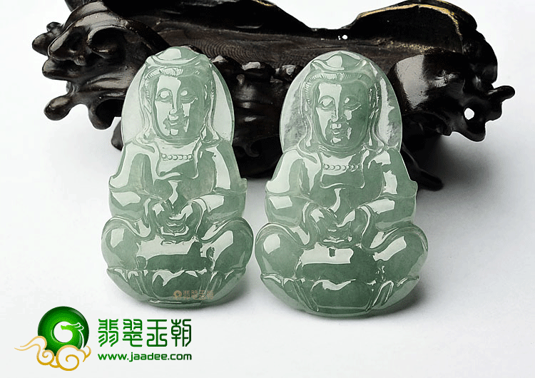 冰种晴水观音挂件(一对)