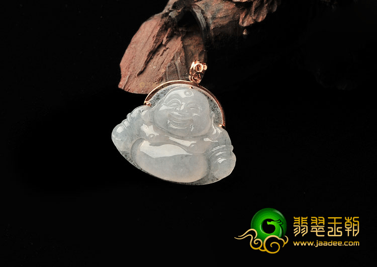 (超值推荐)冰种无色镶玫瑰金玉佛胸坠(一对)(真钻)