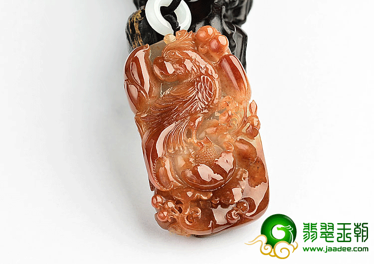 糯冰种红翡花开富贵挂件