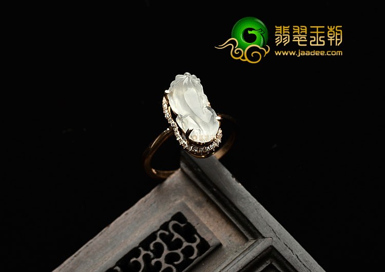 (超值推荐)玻璃种无色镶玫瑰金貔貅戒指