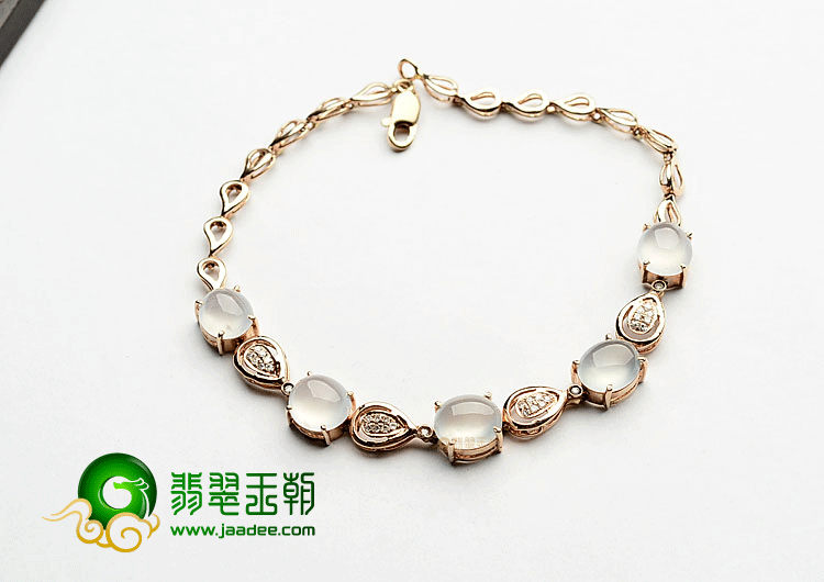 冰玻种无色镶玫瑰金手链(真钻)