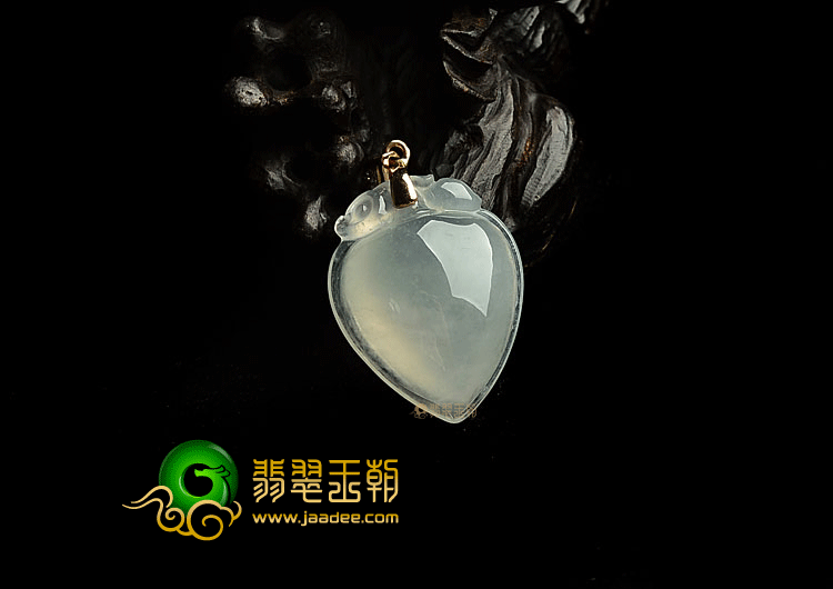 冰种晴水寿桃挂件(金扣)