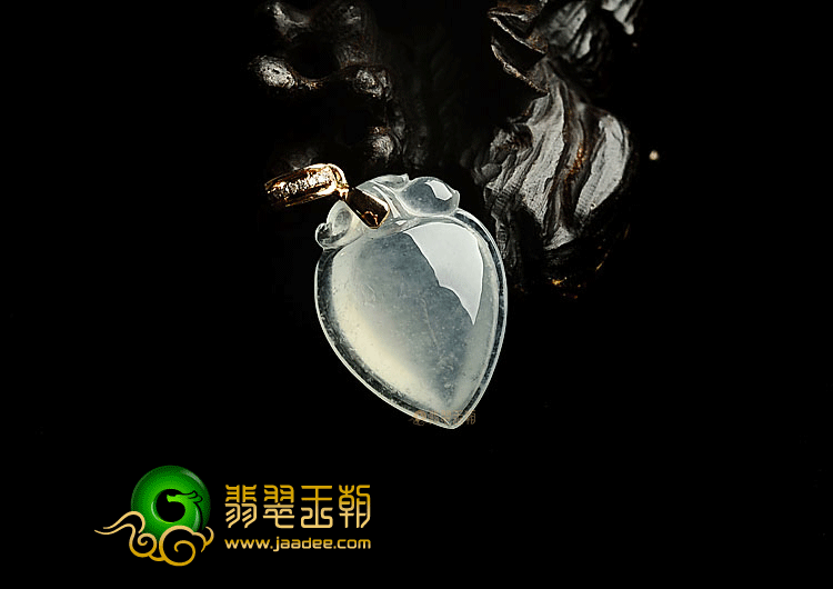 冰种晴水寿桃挂件(金扣)