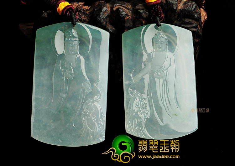 (超值推荐)冰玻种晴水站观音/释迦牟尼挂件(一对)