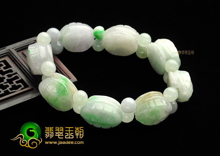 糯冰种飘翠龟壳手链