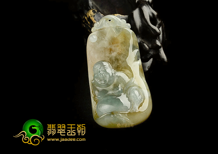 冰种晴水褐黄翡玉佛挂件