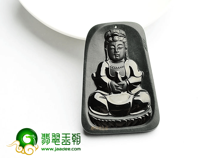 冰玻种墨翠观音挂件
