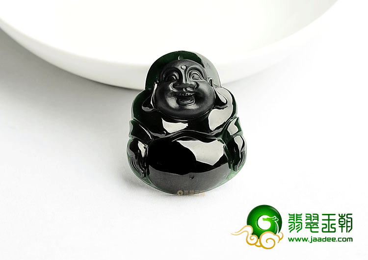 玻璃种墨翠玉佛挂件