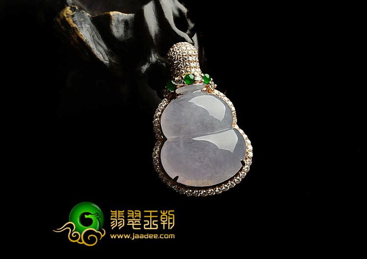 冰种紫罗兰镶玫瑰金葫芦胸坠(真钻)