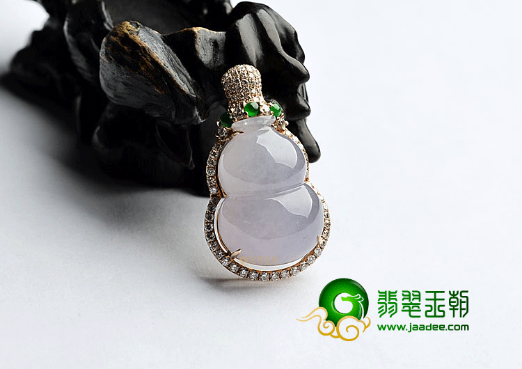 冰种紫罗兰镶玫瑰金葫芦胸坠(真钻)
