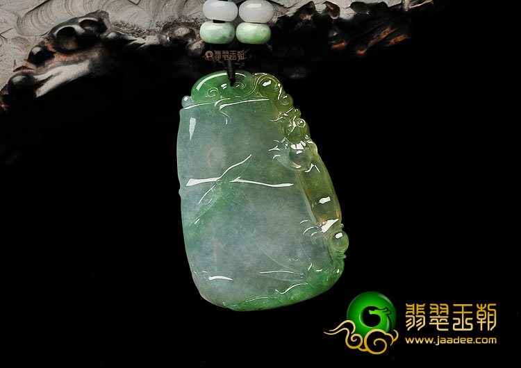 冰玻种淡三彩节节高升挂件