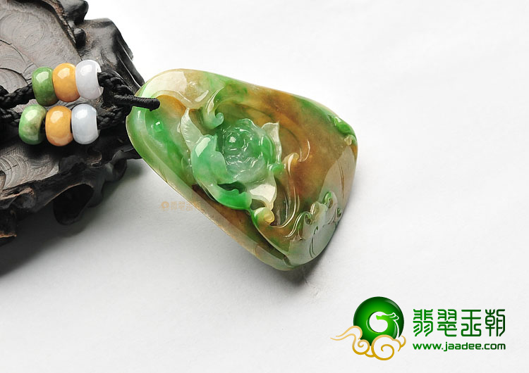 糯冰种黄加绿鸟语花香挂件