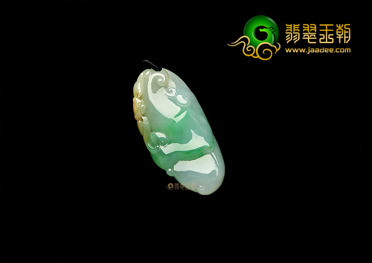 冰种淡三彩蝙蝠如意挂件