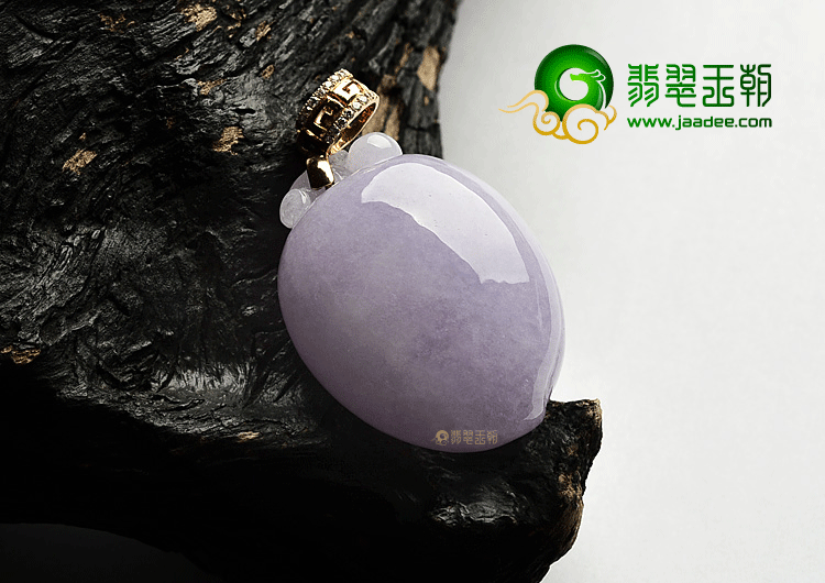 糯冰种紫罗兰寿桃挂件(金扣)