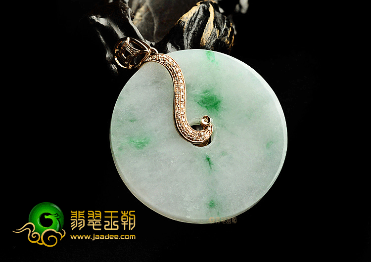 冰种飘翠镶玫瑰金平安扣胸坠(真钻)