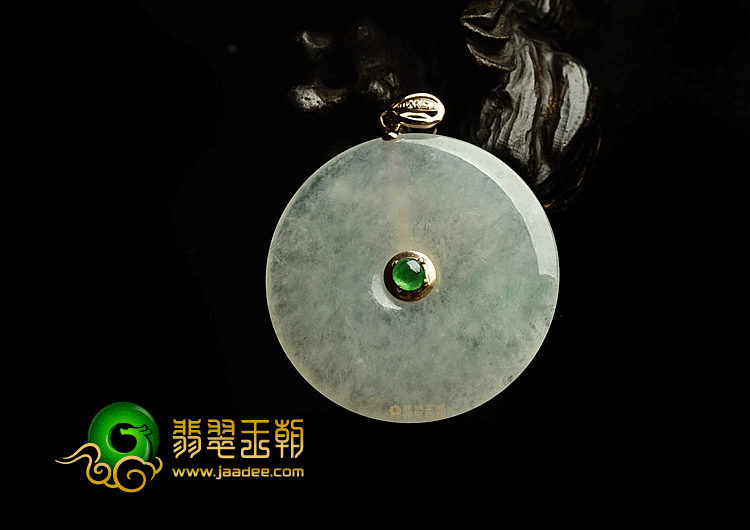 冰种晴水镶玫瑰金平安扣胸坠(真钻)