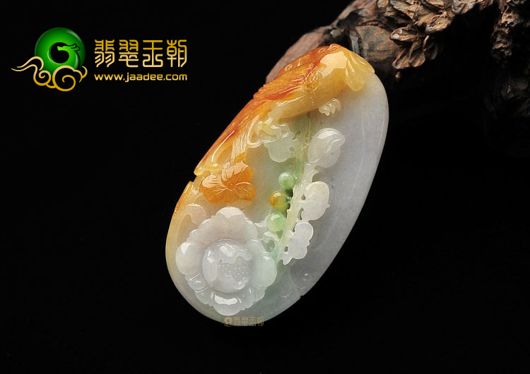 糯冰种三彩英明神武挂件