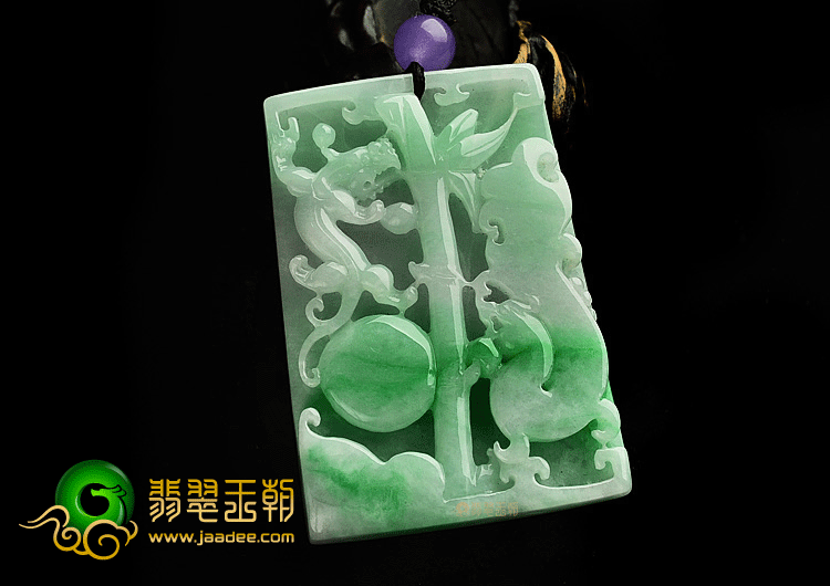 (超值推荐)糯冰种飘翠龙凤呈祥挂件