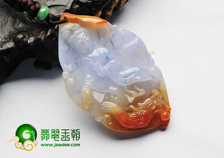 冰种三彩降龙观音挂件