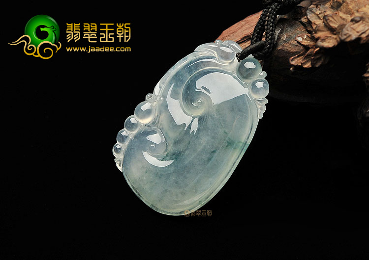 冰种晴水飘花如意挂件
