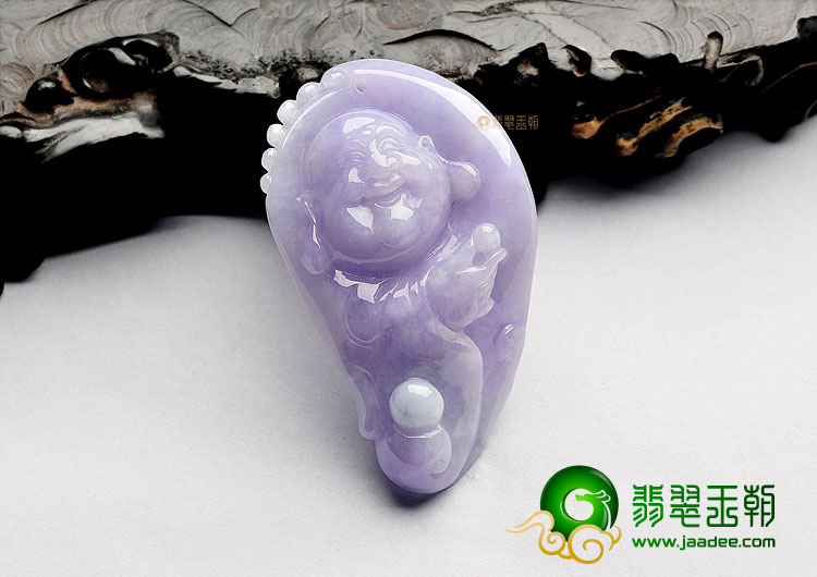 糯冰种紫罗兰玉佛挂件
