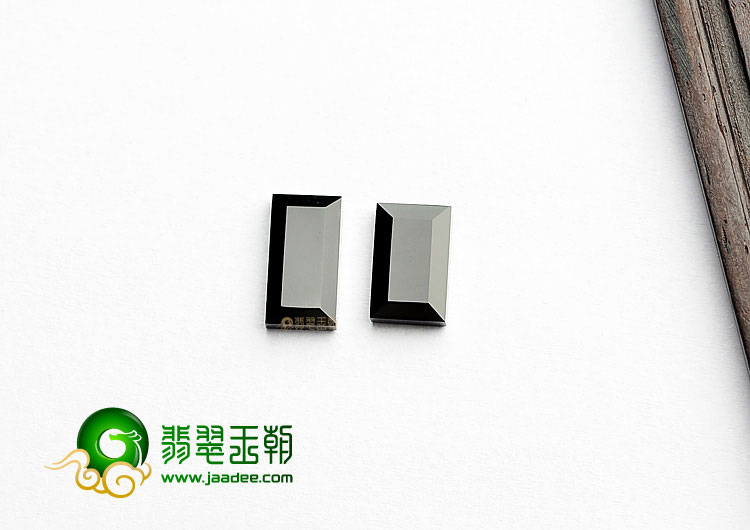 冰种墨翠戒面(一对)