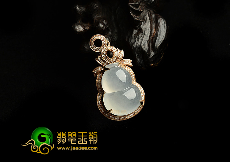 冰种晴水镶玫瑰金葫芦胸坠(真钻)