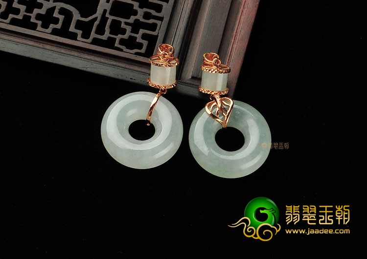 (超值推荐)冰种晴水镶玫瑰金平安环胸坠(真钻)(一对)
