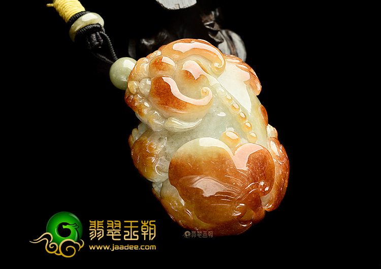 细糯种红黄翡貔貅如意手玩件