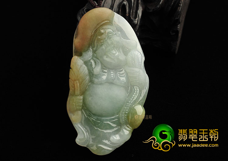 糯冰种褐黄翡济公挂件