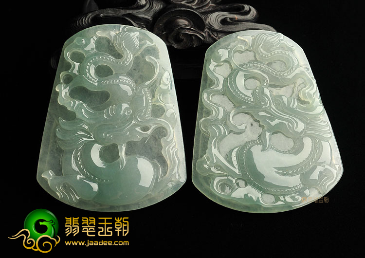 (超值推荐)冰种晴水龙牌挂件(一对)