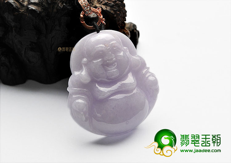 糯冰种淡紫罗兰玉佛挂件