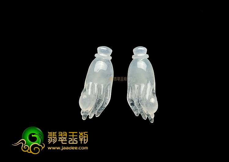 (超值推荐)冰种无色佛手胸坠面(一对)