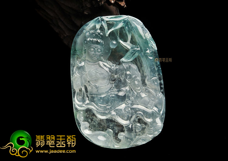 (超值推荐)冰玻种飘花观音挂件