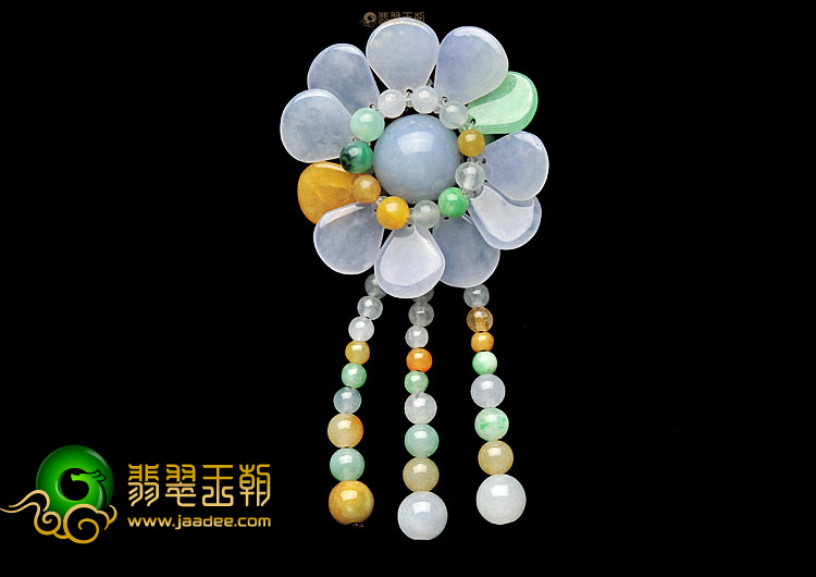 糯冰种多彩花形胸坠