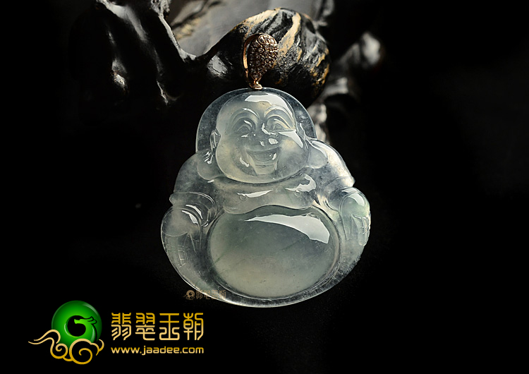 冰种略飘花玉佛挂件