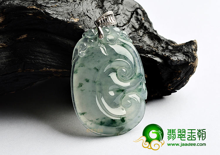 (超值推荐)冰玻种飘花如意挂件(金扣)